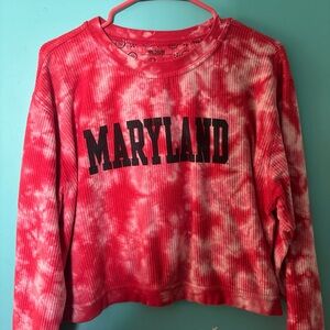 Maryland Red & White Tie-Dye Crewneck Top